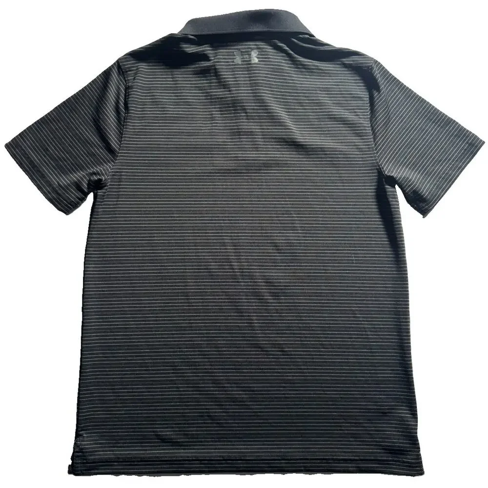 Under Armour Boys YXL Gray Stripe HeatGear Golf Polo Shirt